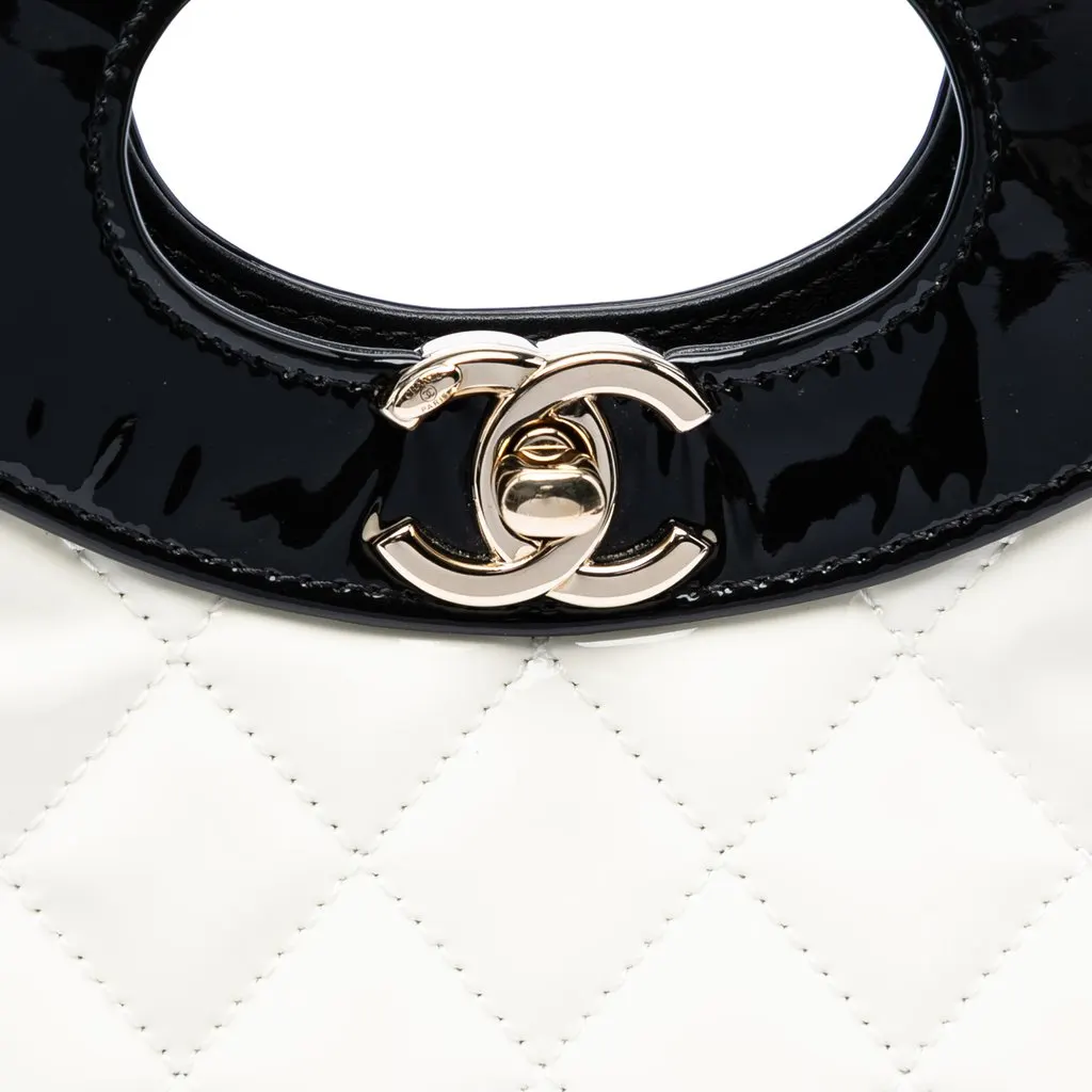 Chanel Mini Bicolor Quilted Patent 31 Shopping Bag White Leather Very good - Box View