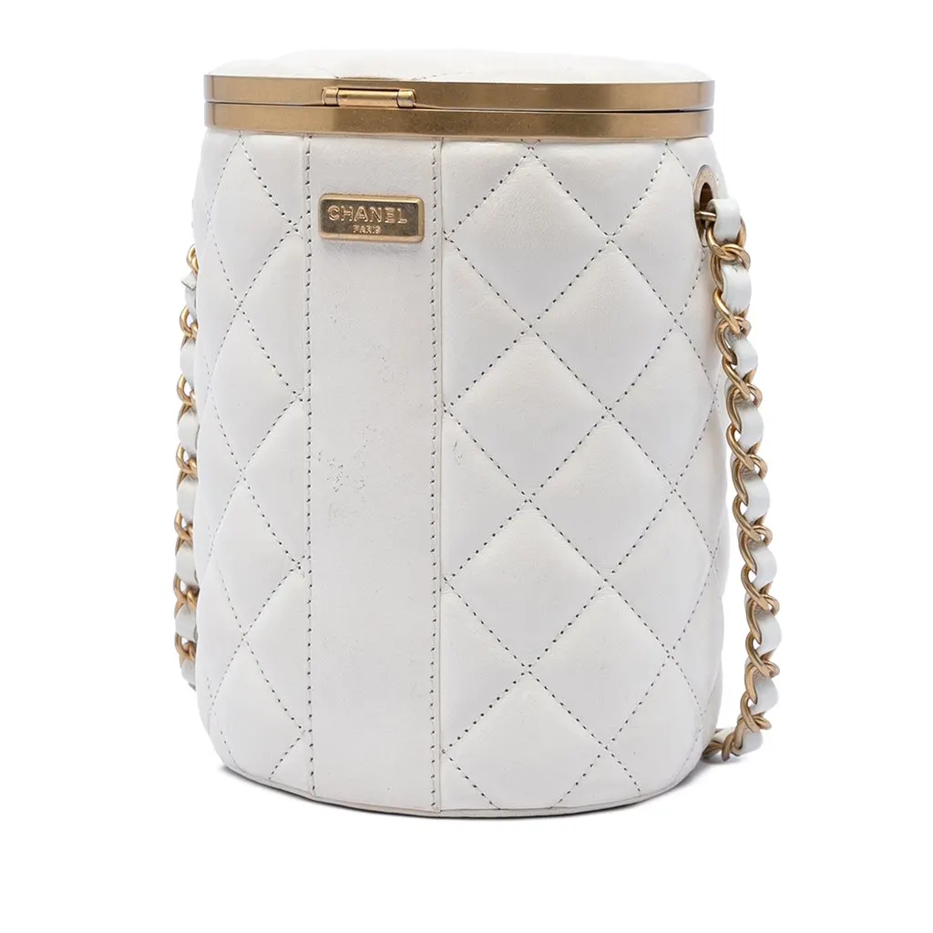 Chanel Small Quilted Lambskin Crown Box Bag White Leather Very good - Back View