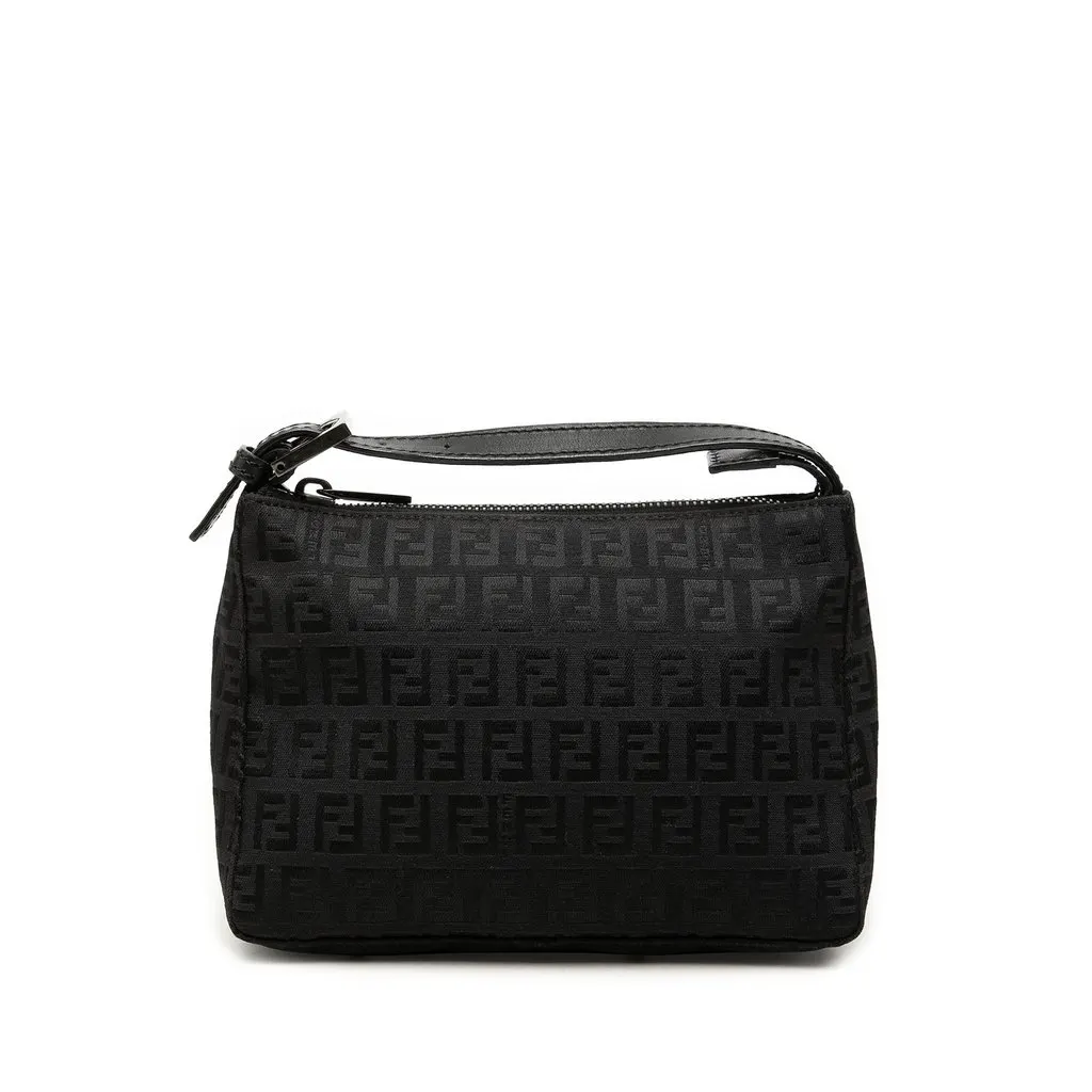 Fendi Zucchino Canvas Handbag Black Canvas Very good - Front View