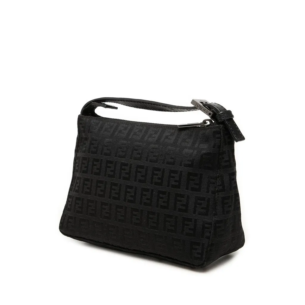 Fendi Zucchino Canvas Handbag Black Canvas Very good - Back View