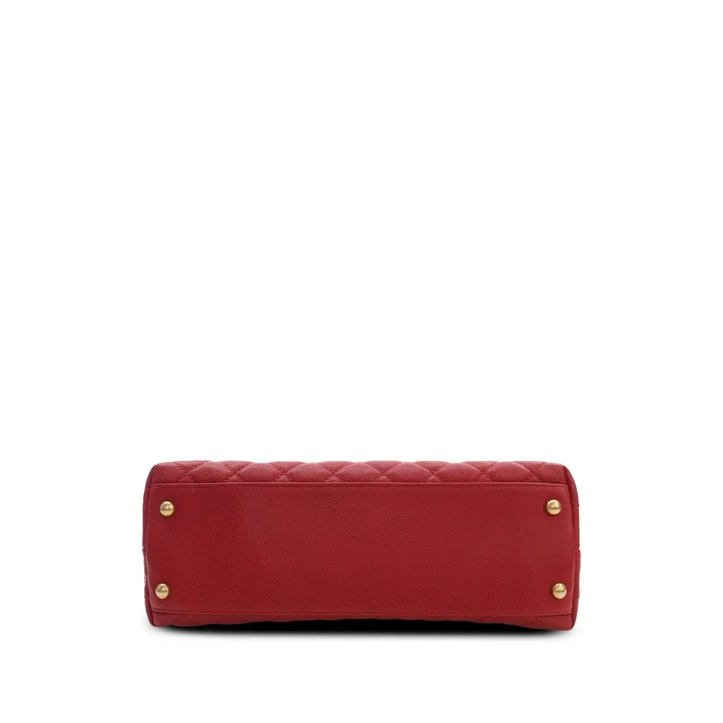 Chanel Small Quilted Caviar Coco Top Handle Bag Red Leather Very good - Inside View