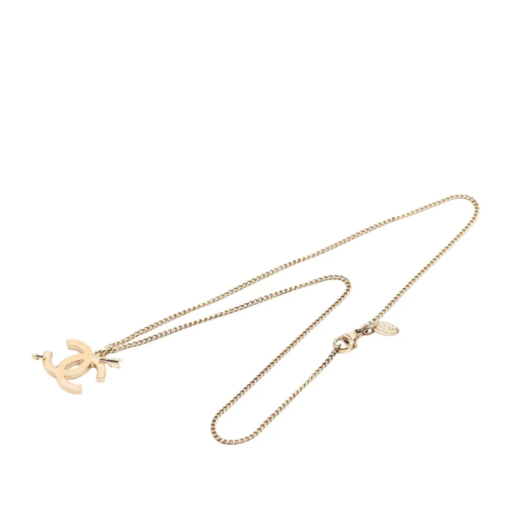 Chanel CC Gold Plated Enamel Arrow Pendant Necklace Gold Metal Very good - Front View