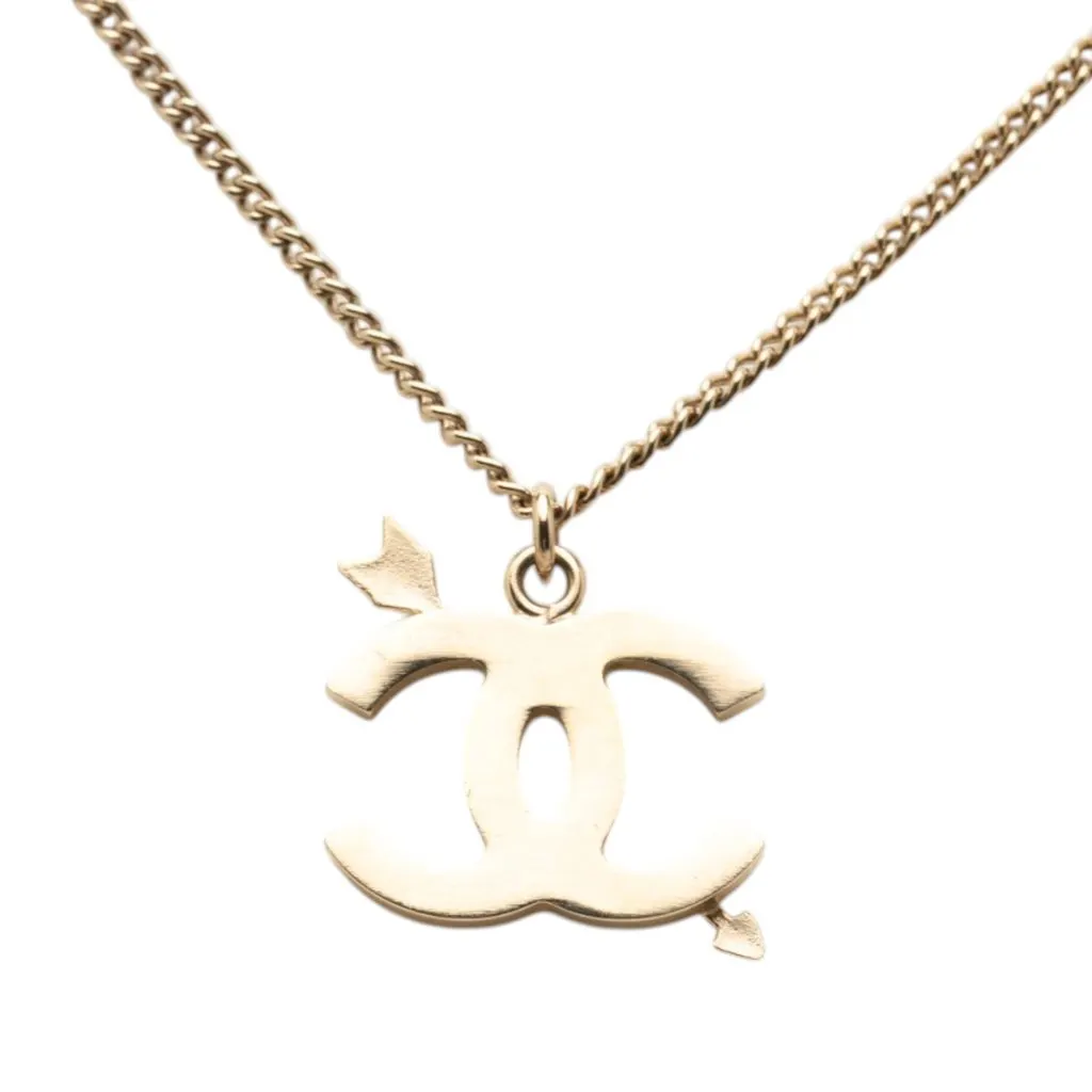 Chanel CC Gold Plated Enamel Arrow Pendant Necklace Gold Metal Very good - Inside View