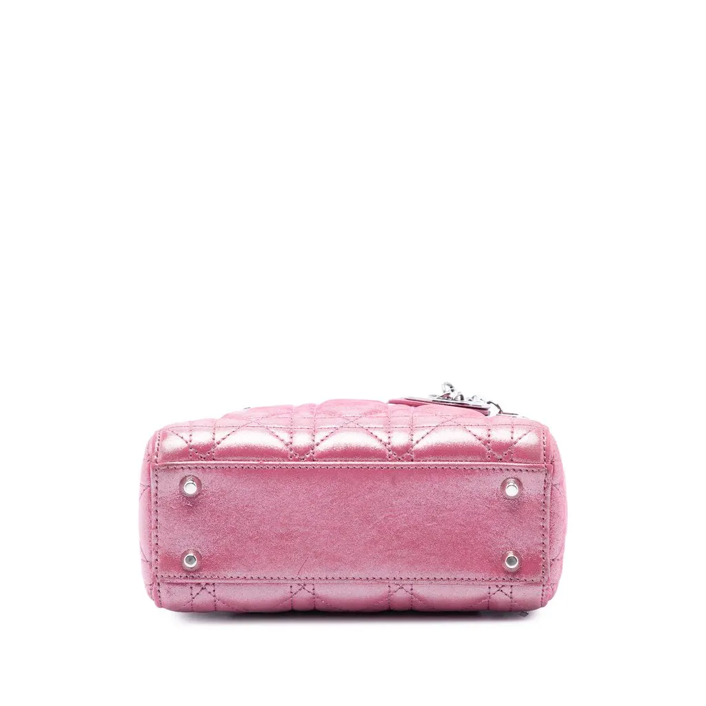 Dior Mini Iridescent Lambskin Cannage Lady Dior Pink Leather Very good - Inside View