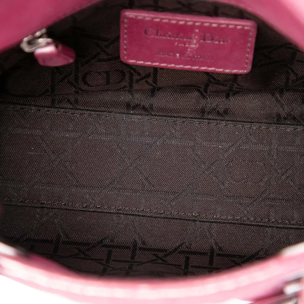 Dior Mini Iridescent Lambskin Cannage Lady Dior Pink Leather Very good - Model View