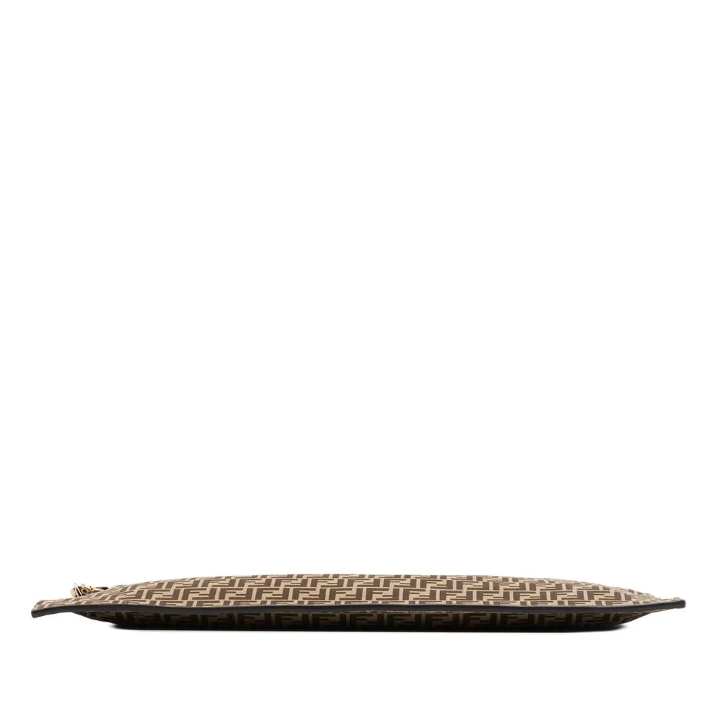 Fendi Large Zucchino Suede Flat Pouch Brown Leather Very good - Inside View