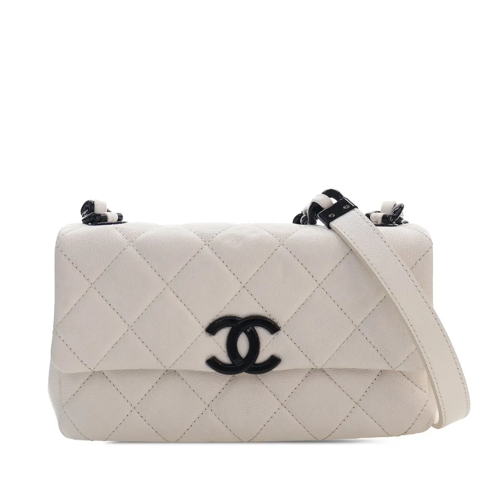Chanel Small Quilted Caviar My Everything Flap White Leather Very good - Front View