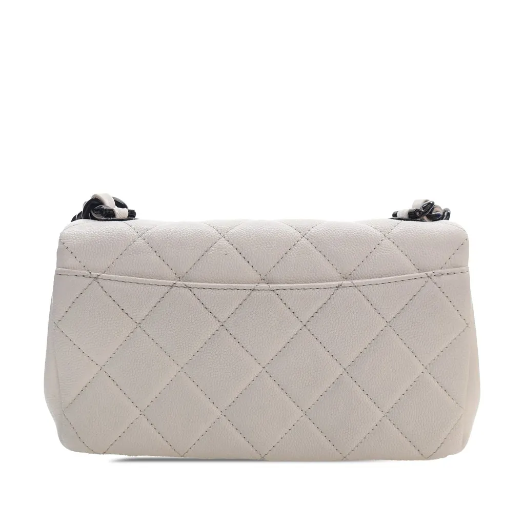 Chanel Small Quilted Caviar My Everything Flap White Leather Very good - Back View