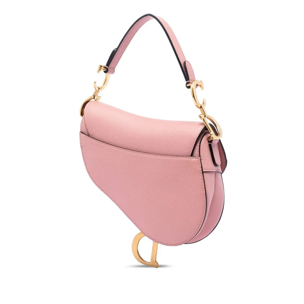 Dior Mini Grained Calfskin Saddle Bag Pink Leather Very good - Back View