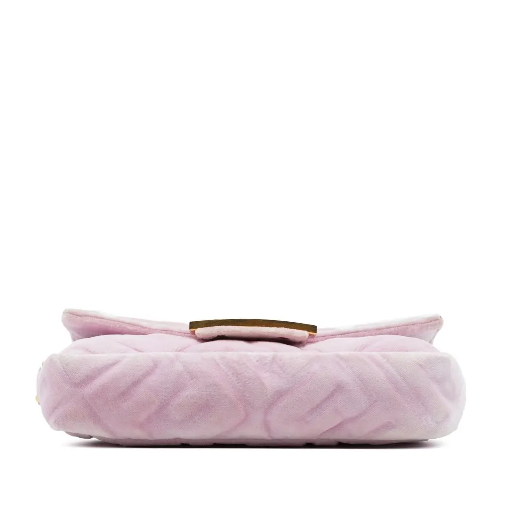Fendi Mini Zucca Embossed Velvet Baguette Satchel Pink Very good - Inside View