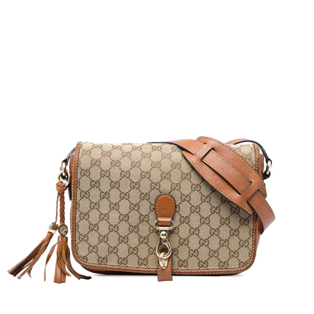 Gucci GG Canvas Marrakech Crossbody Beige Canvas Good - Front View