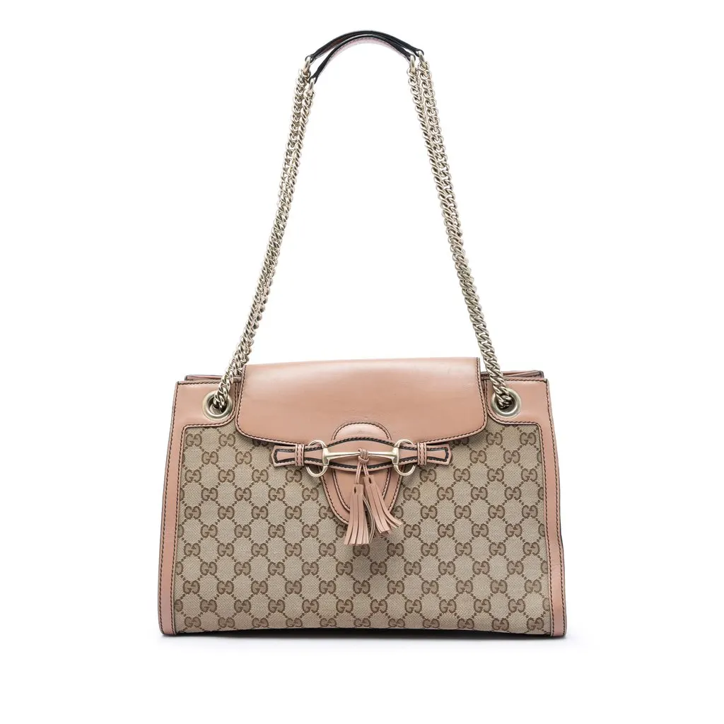 Gucci Large GG Canvas Emily Shoulder Bag Beige Canvas Very good - Front View