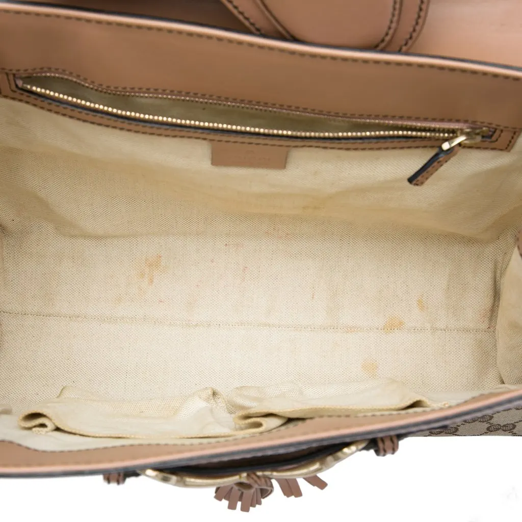 Gucci Large GG Canvas Emily Shoulder Bag Beige Canvas Very good - Model View