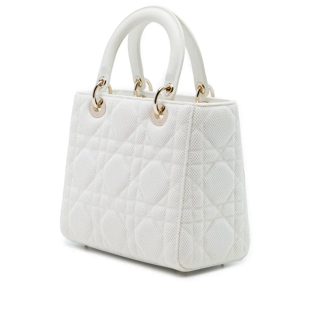 Dior Medium Mesh Cannage Lady Dior White Very good - Back View