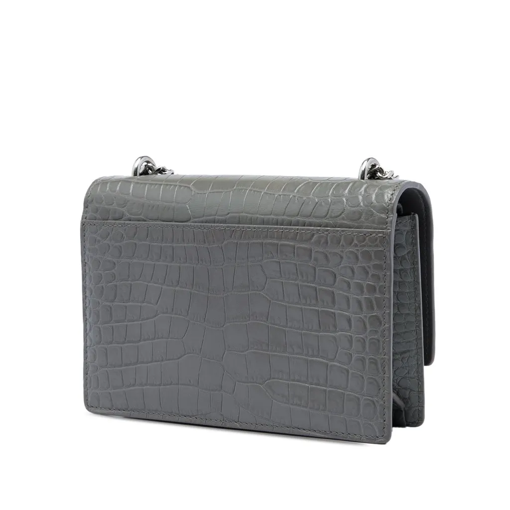 Saint Laurent Mini Croc Embossed Leather Monogram Sunset Wallet on Chain MultiColor Leather Very good - Back View