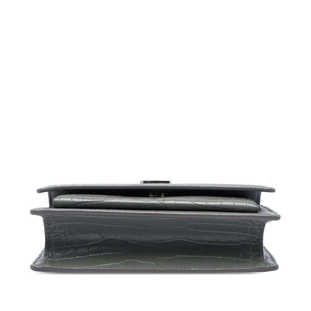 Saint Laurent Mini Croc Embossed Leather Monogram Sunset Wallet on Chain MultiColor Leather Very good - Inside View