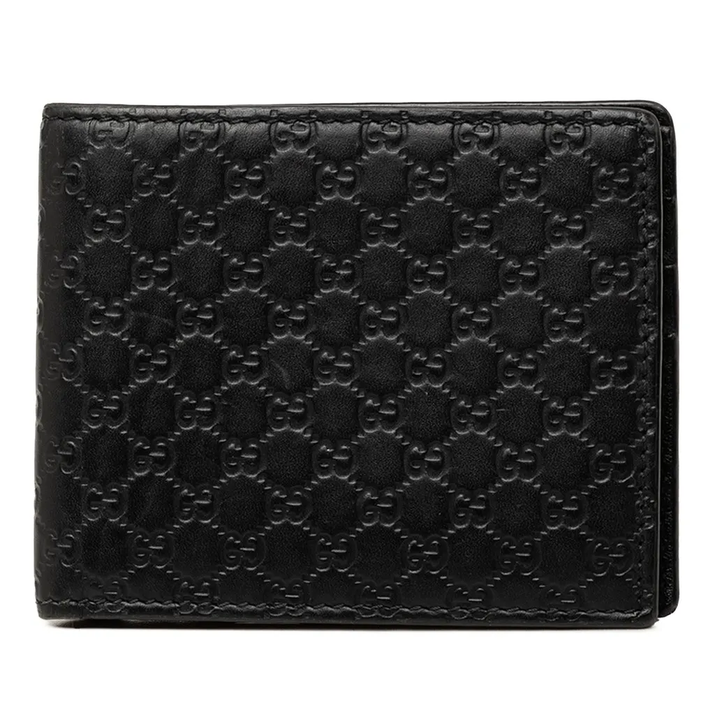 Gucci Microguccissima Bifold Wallet Black Leather Good - Front View