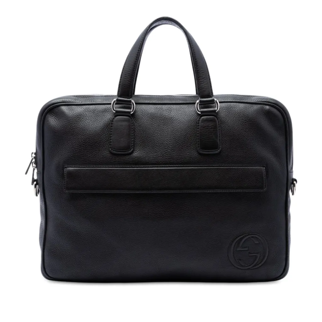Gucci Calfskin Soho Briefcase Black Leather Very good - Front View