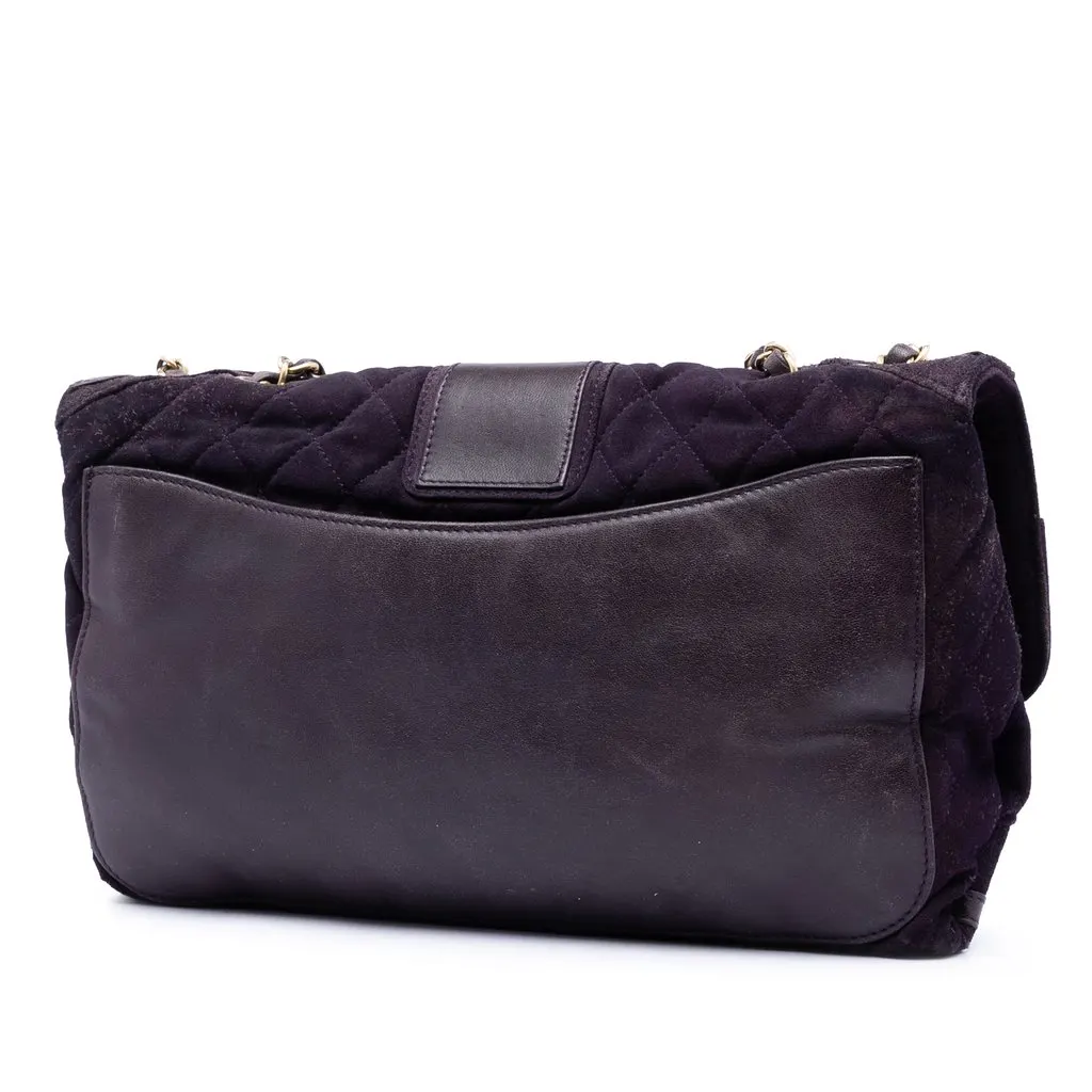 Chanel Quilted Suede Union Jack Reissue 2.55 Double Flap 227 Purple Leather Very good - Back View