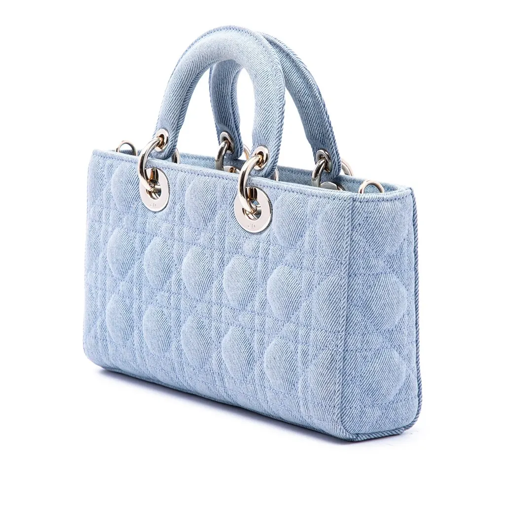 Dior Medium Denim Cannage Lady D Joy Blue Denim Good - Back View