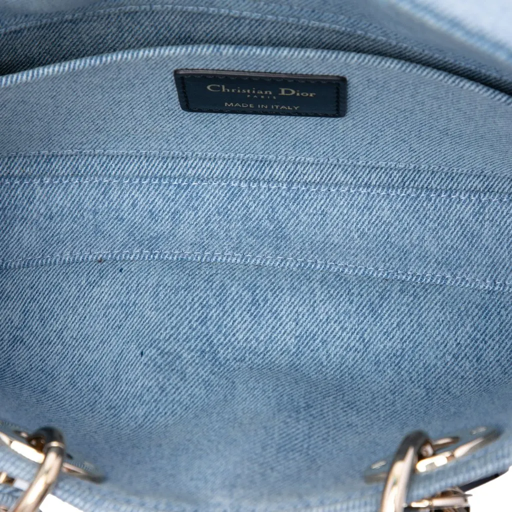 Dior Medium Denim Cannage Lady D Joy Blue Denim Good - Model View