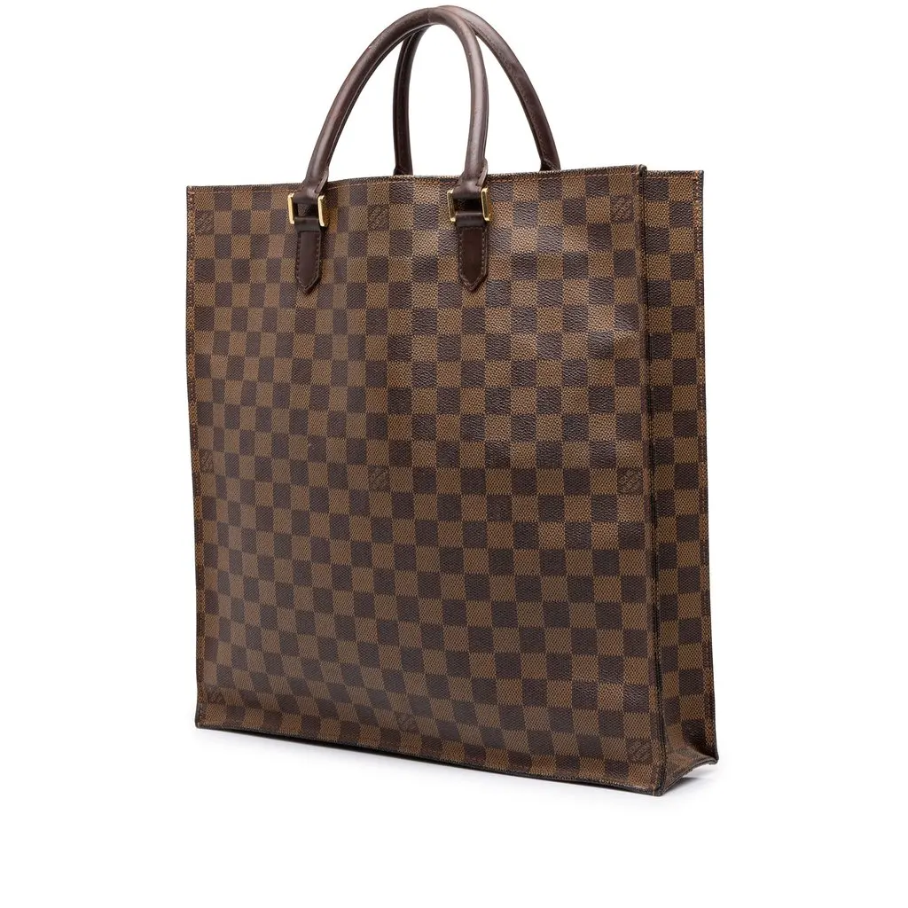Louis Vuitton Damier Ebene Sac Plat Brown Canvas Good - Back View