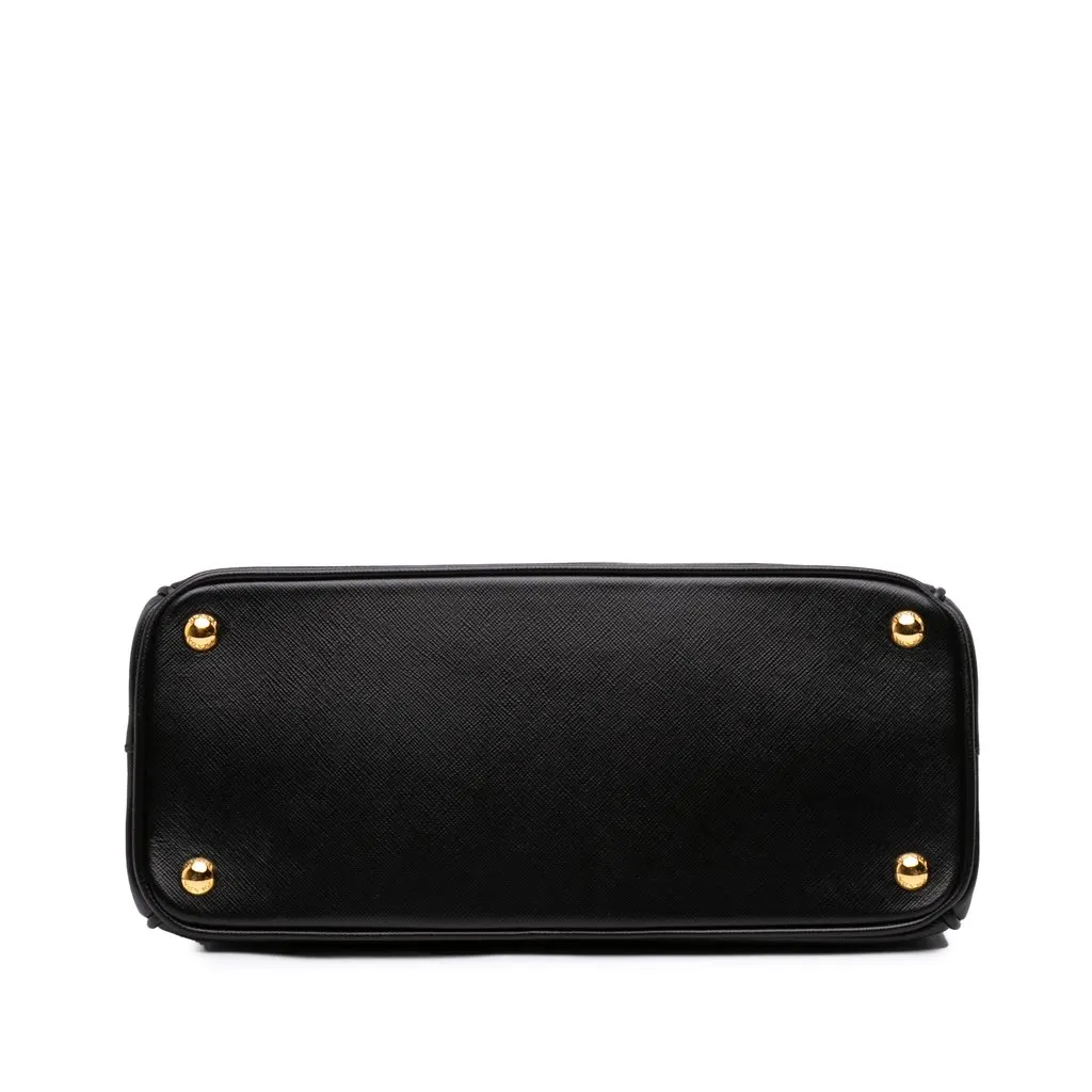 Prada Small Saffiano Lux Galleria Double Zip Satchel Black Leather Good - Inside View