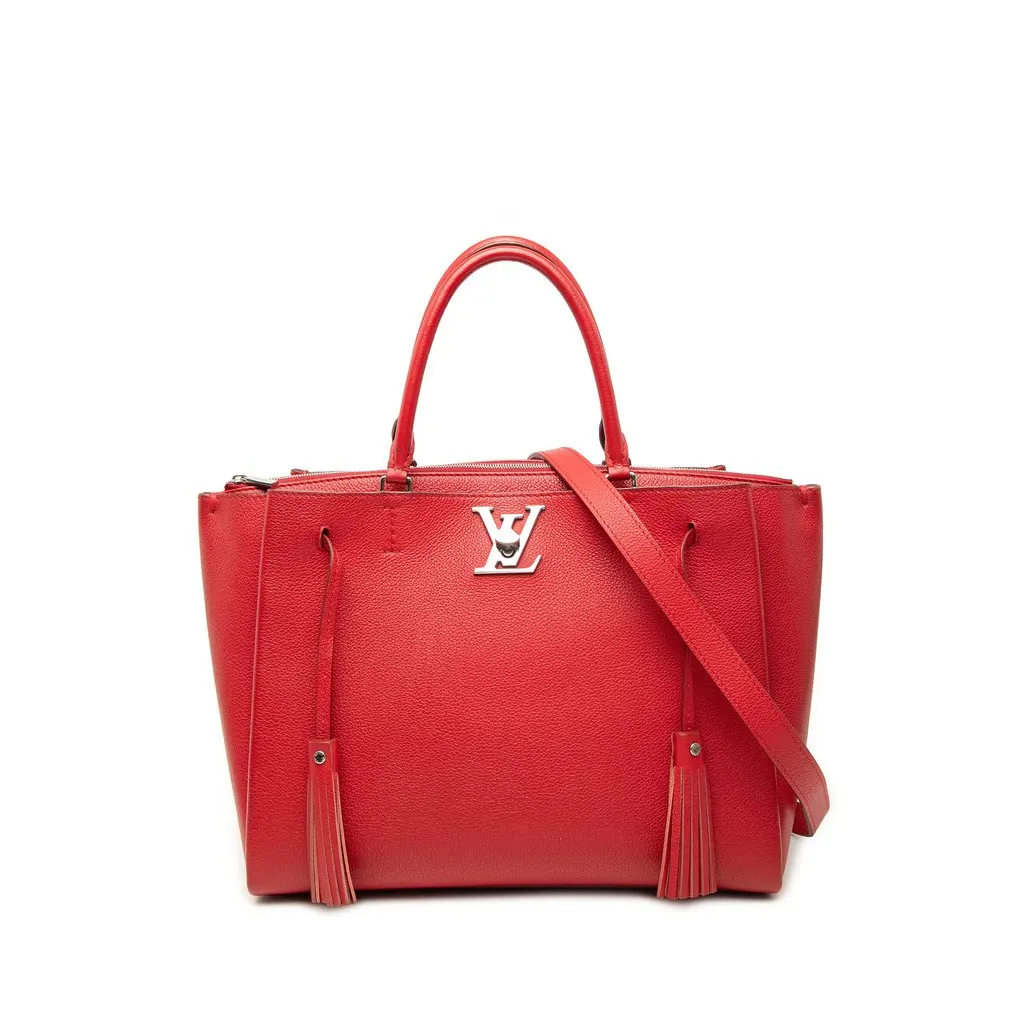 Louis Vuitton Leather Lockmeto Satchel Red Leather Good - Front View