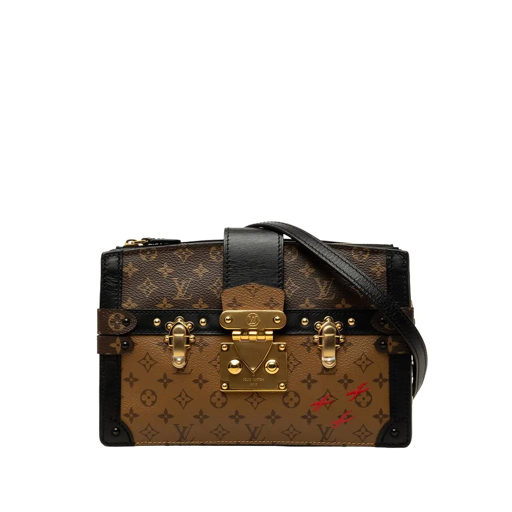 Louis Vuitton Monogram Reverse Trunk Clutch Brown Canvas Good - Front View