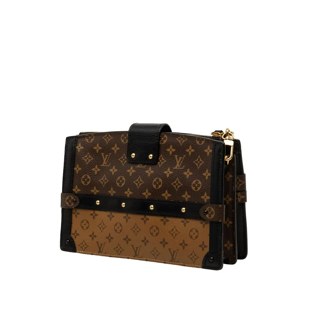Louis Vuitton Monogram Reverse Trunk Clutch Brown Canvas Good - Back View