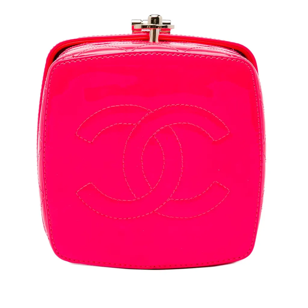 Chanel Mini CC Quilted Patent Vanity Bag Pink Leather Very good - Inside View