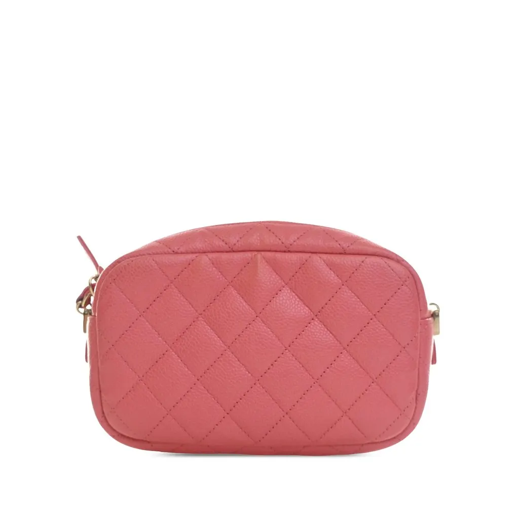 Chanel Small CC Quilted Caviar Camera Bag Pink Leather Very good - Back View