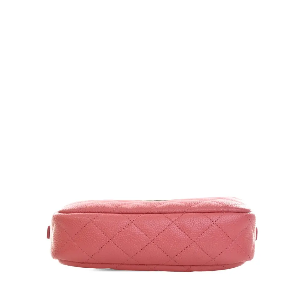 Chanel Small CC Quilted Caviar Camera Bag Pink Leather Very good - Inside View