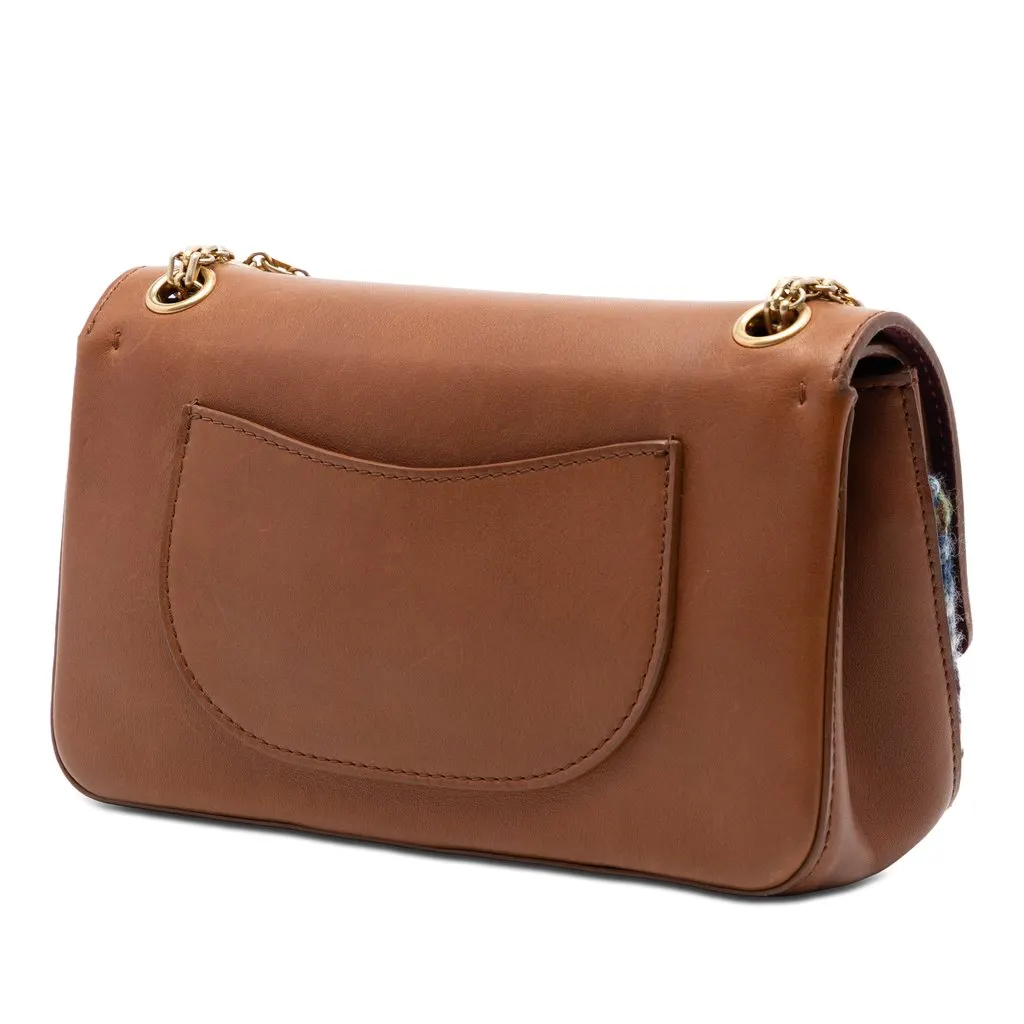 Chanel Smooth Calfskin and Knit Reissue 2.55 Medallion Nude Double Flap 225 Brown Leather Very good - Back View