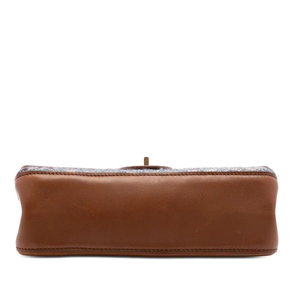 Chanel Smooth Calfskin and Knit Reissue 2.55 Medallion Nude Double Flap 225 Brown Leather Very good - Inside View