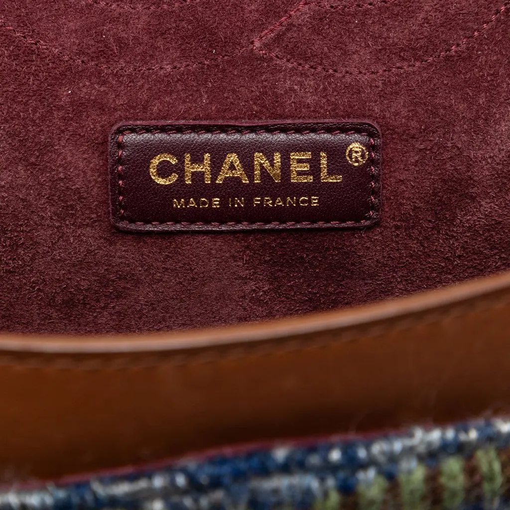 Chanel Smooth Calfskin and Knit Reissue 2.55 Medallion Nude Double Flap 225 Brown Leather Very good - Box View