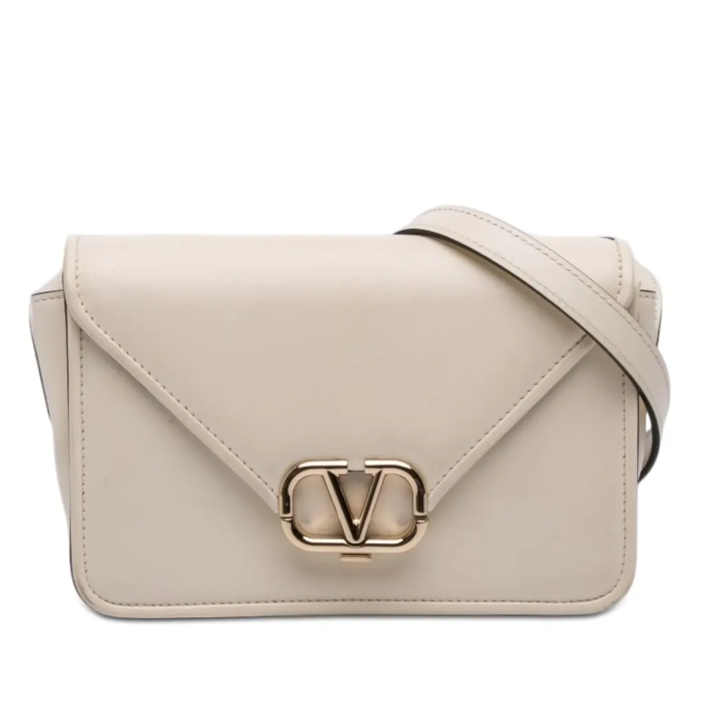 Valentino Leather VLogo Crossbody Brown Leather Very good - Front View