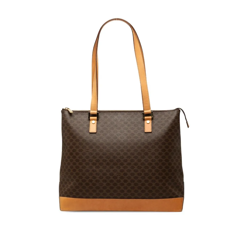 Celine Macadam Coated Canvas Tote Brown Very good - Front View