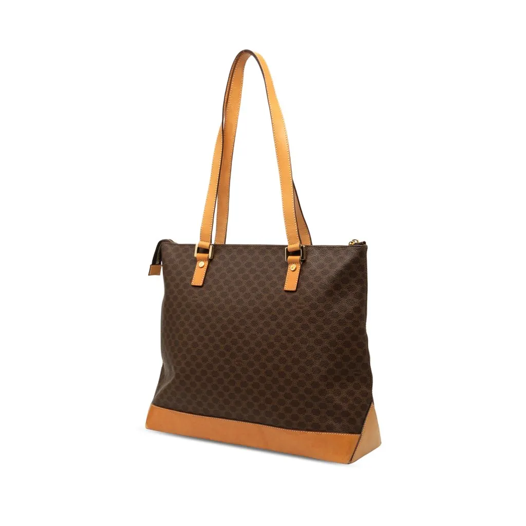 Celine Macadam Coated Canvas Tote Brown Very good - Back View