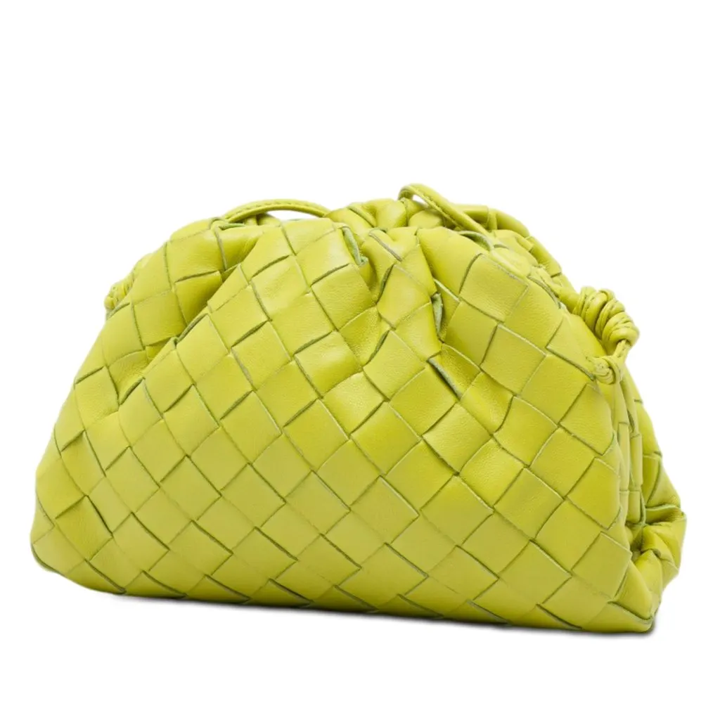 Bottega Veneta Nappa Intrecciato The Mini Pouch Crossbody Green Leather Very good - Back View