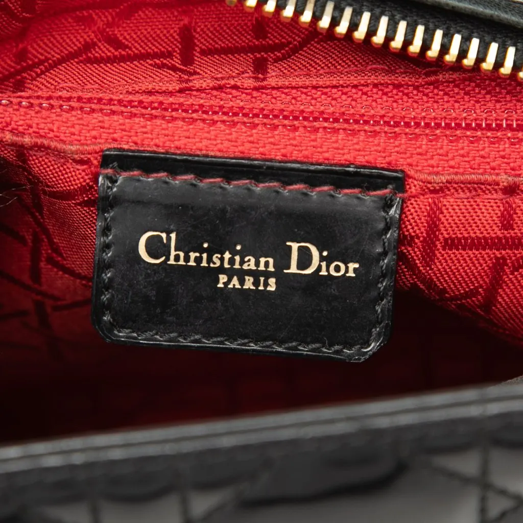 Dior Medium Patent Cannage Lady Dior Black Leather Very good - Box View