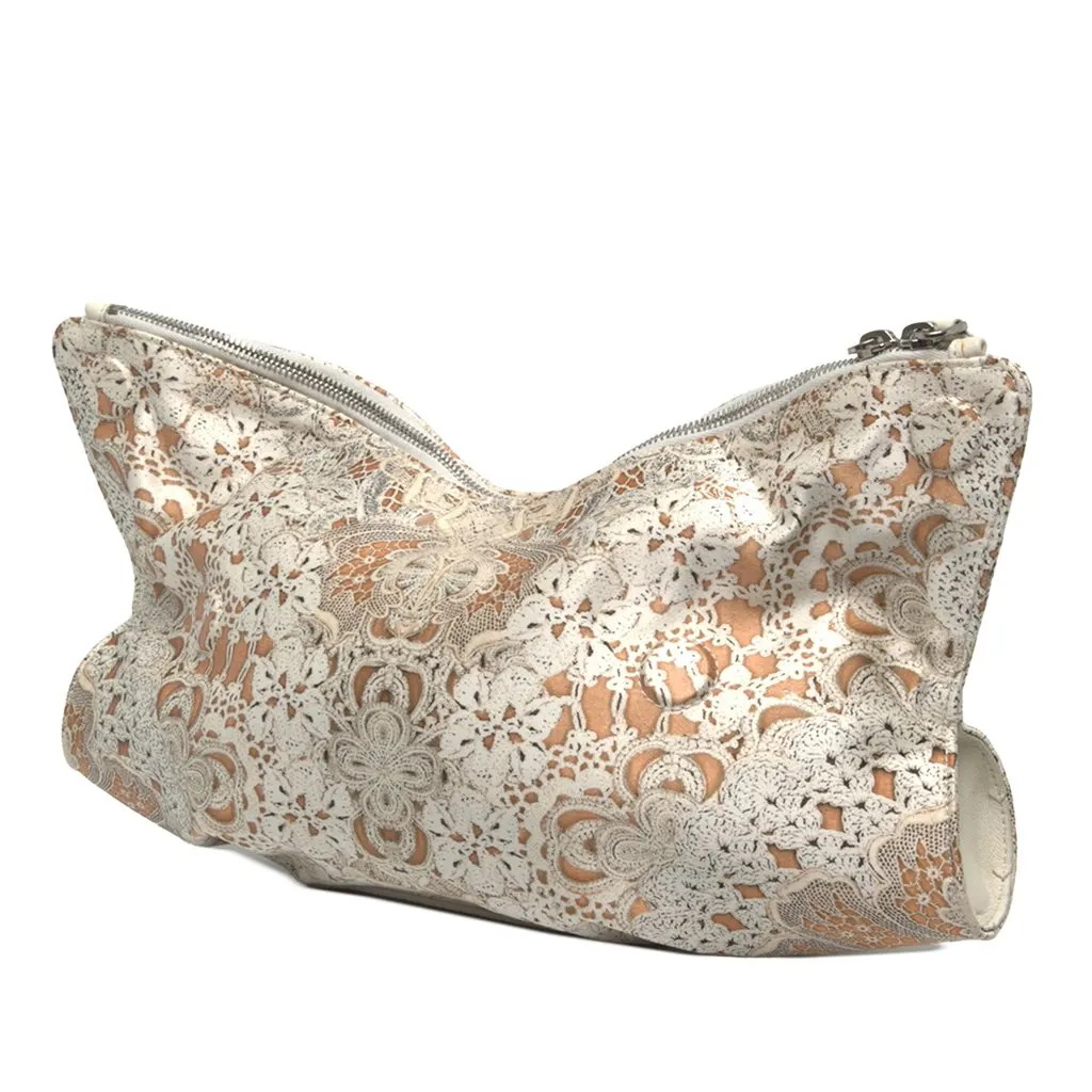 Alexander McQueen Medium Satin De Manta Printed Clutch White Satin Very good - Back View