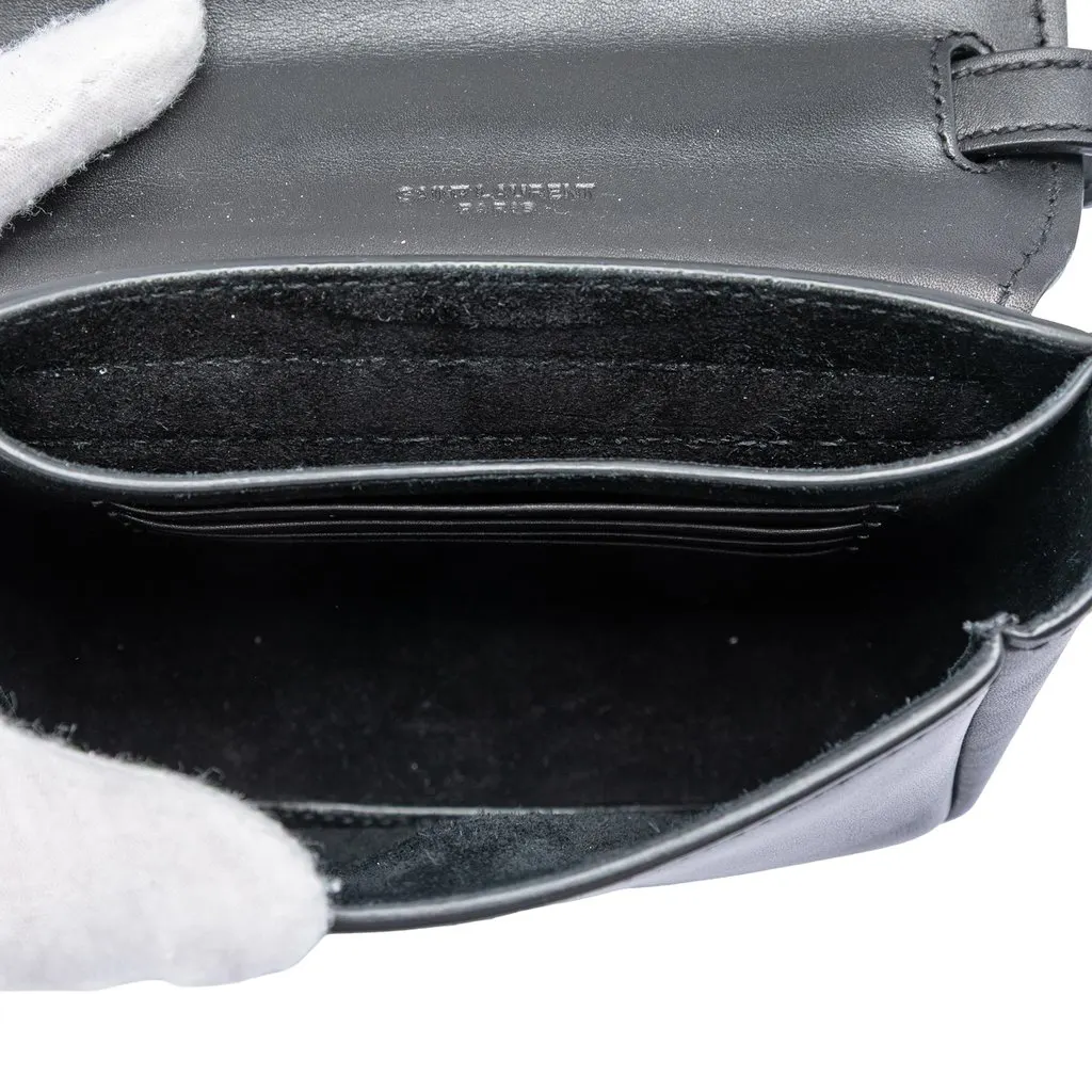 Saint Laurent Small Leather Monogram Kaia Crossbody Black Leather Very good - Model View