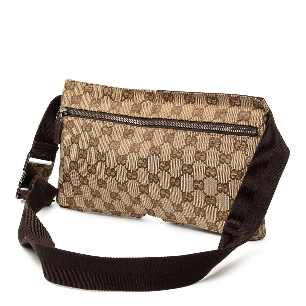 Gucci GG Canvas Double Pocket Belt Bag Beige Very good - Back View