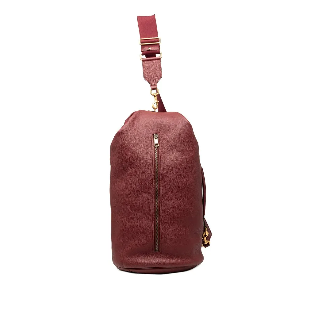 Gucci Grained Leather Vertical Zip Sling Bag Red Leather Very good - Front View