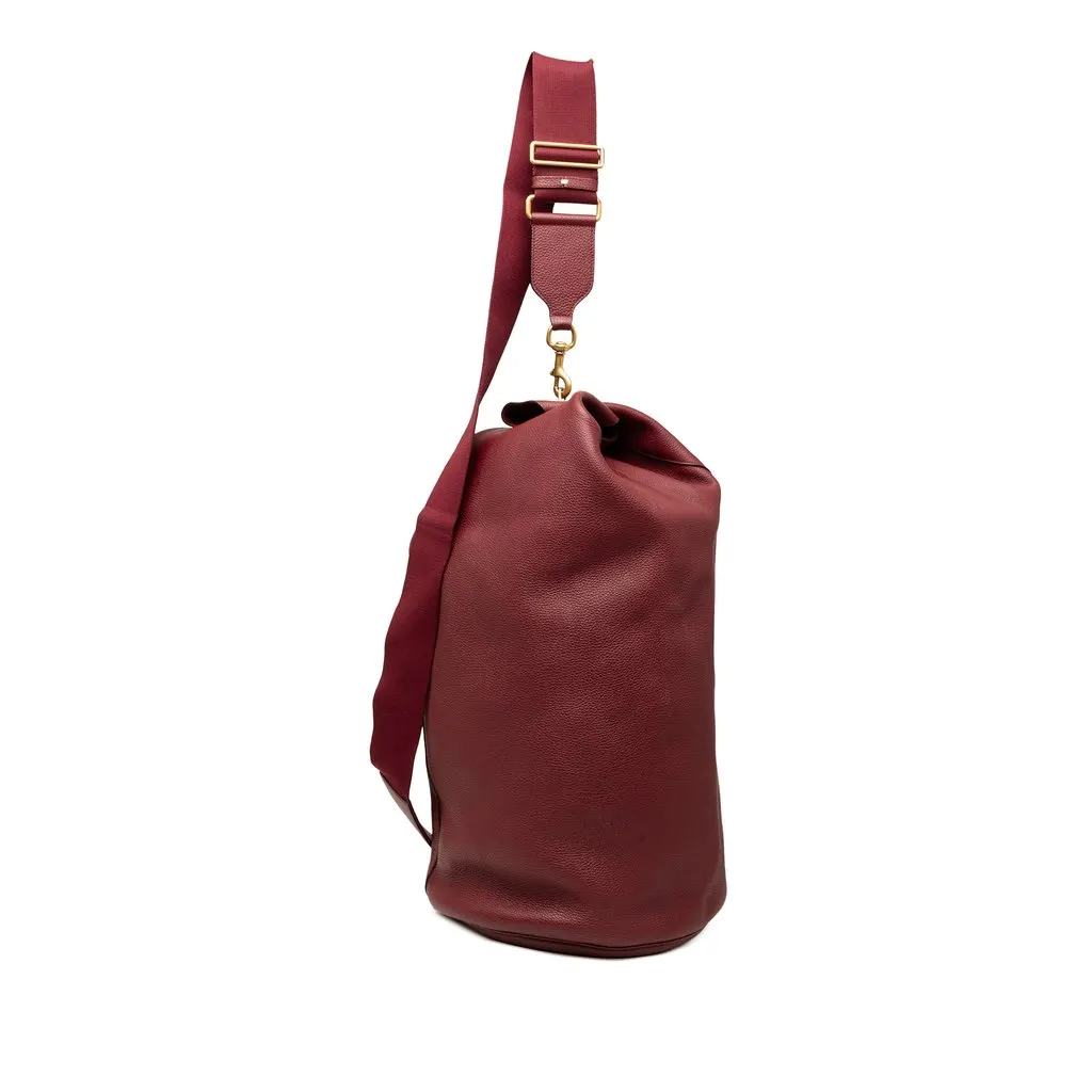 Gucci Grained Leather Vertical Zip Sling Bag Red Leather Very good - Back View