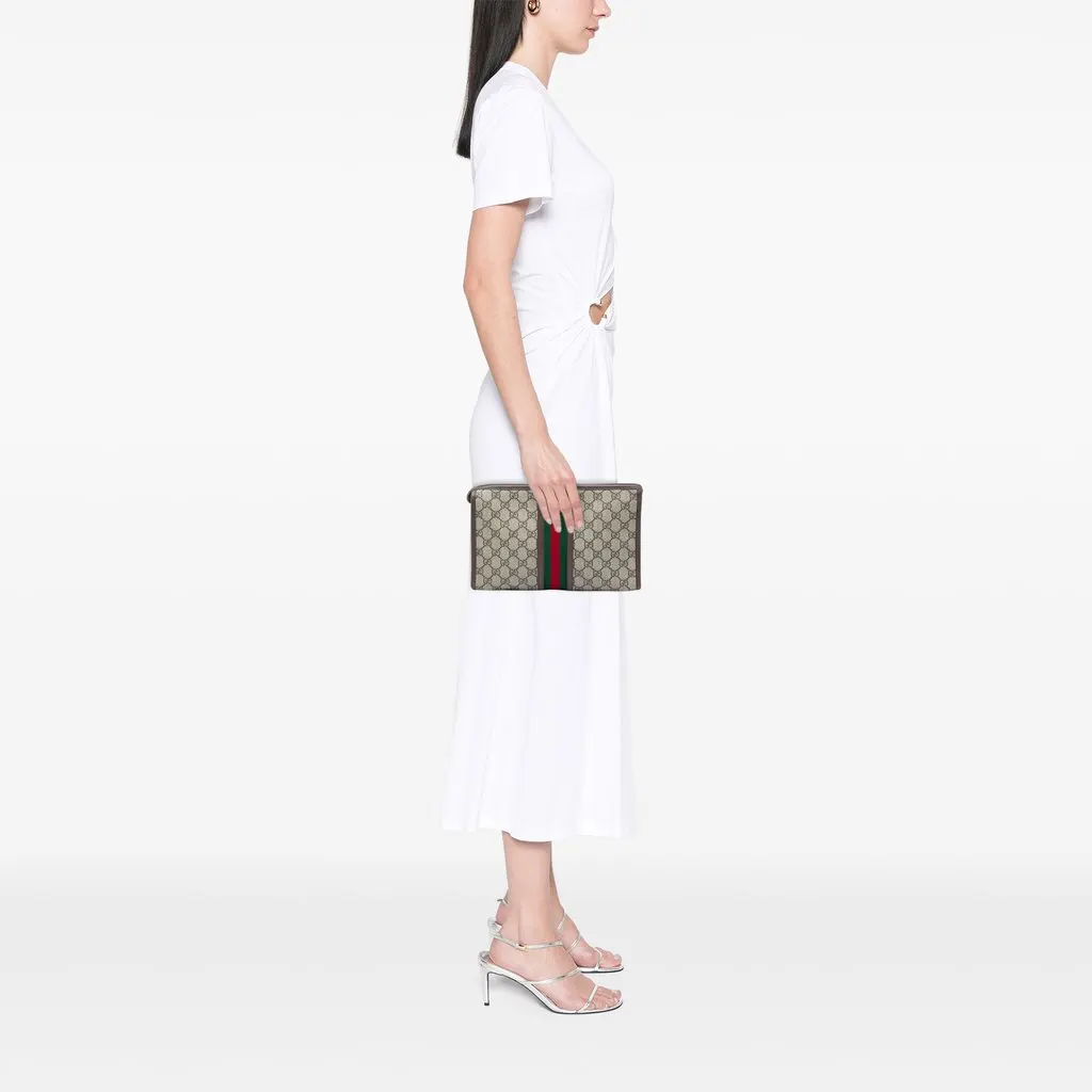 Gucci GG Supreme Web Ophidia Clutch Beige Canvas Very good - Box View