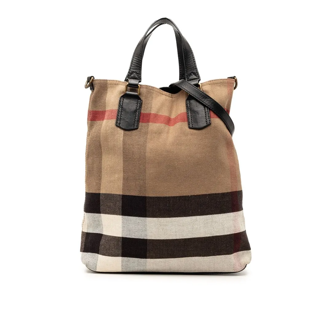 Burberry Mega Check Canvas Tottenham Brit Satchel Brown Very good - Front View