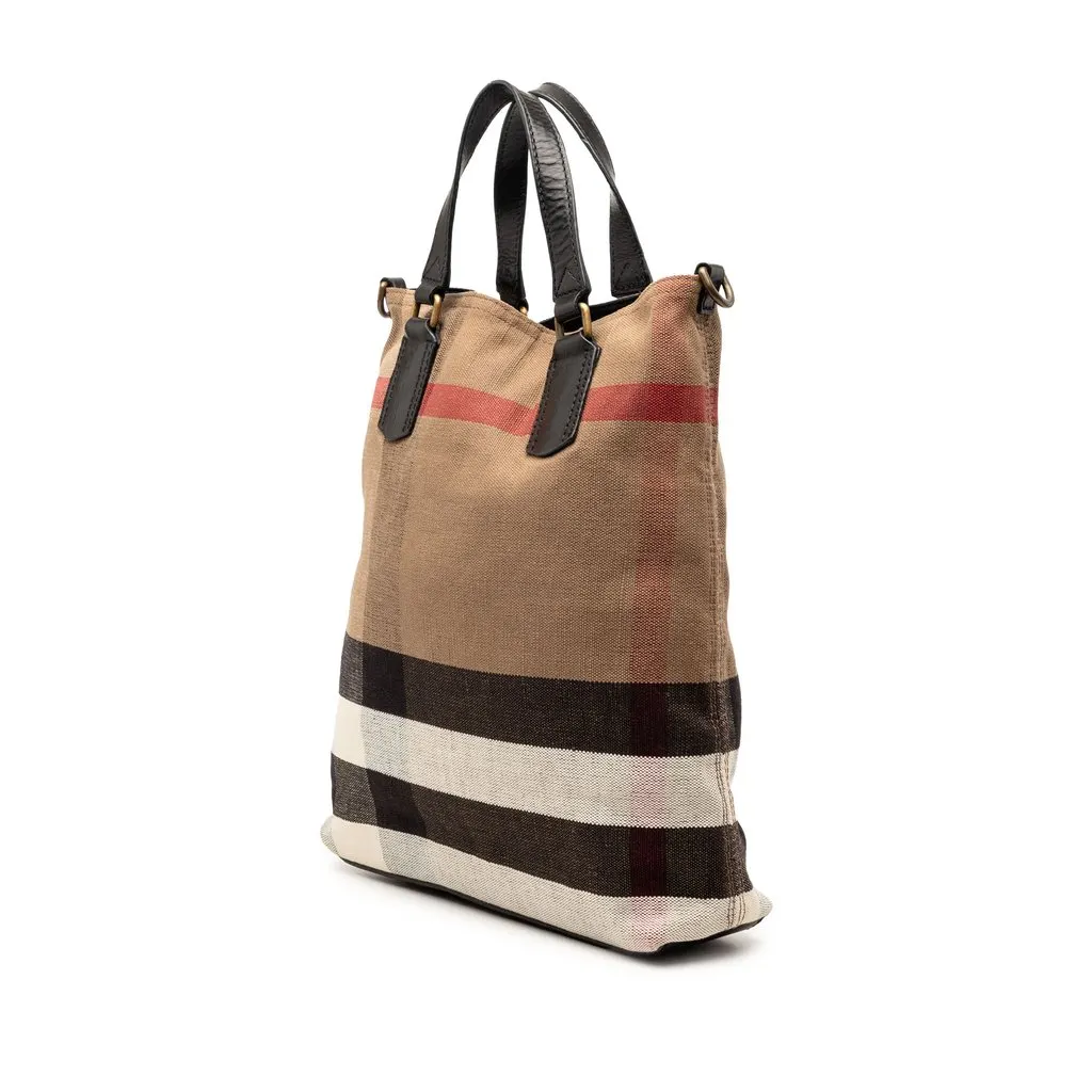 Burberry Mega Check Canvas Tottenham Brit Satchel Brown Very good - Back View