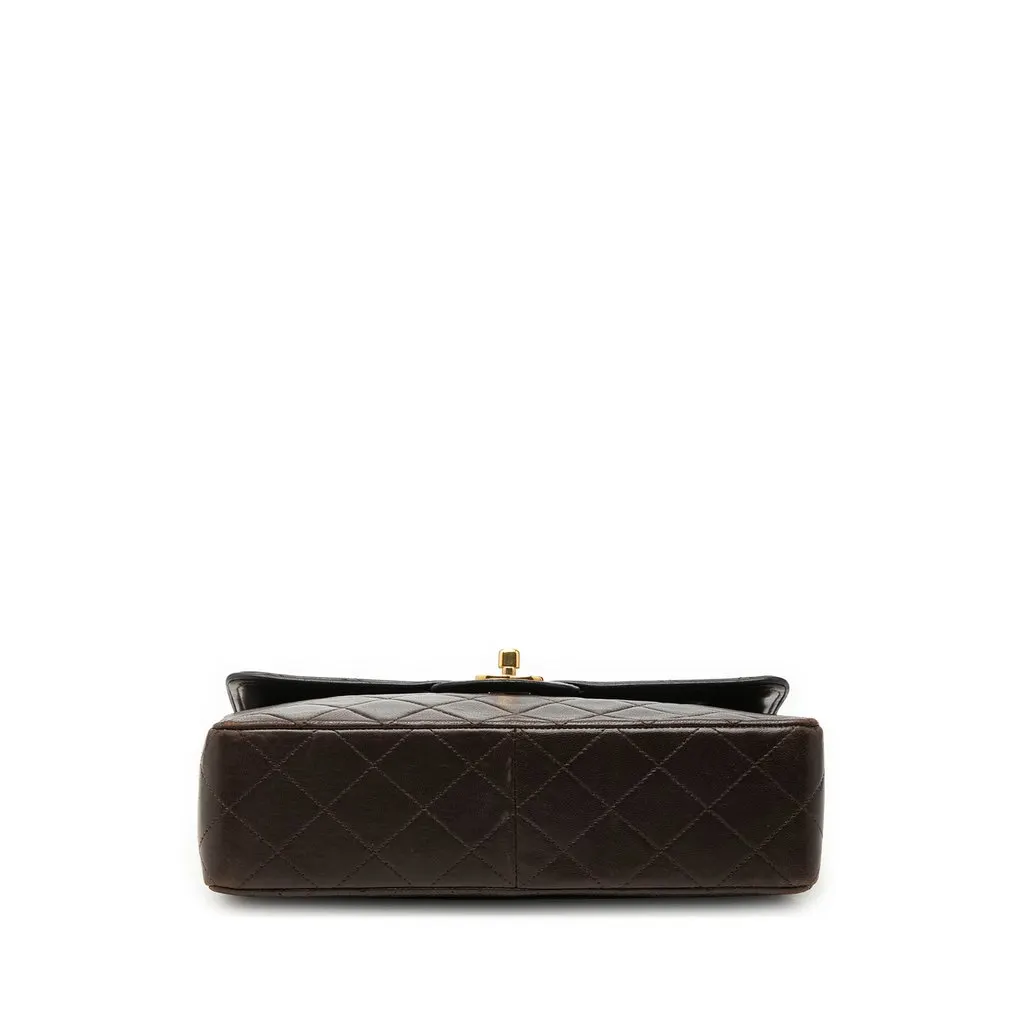 Chanel CC Bicolor Quilted Lambskin Piping Single Flap Brown Leather Good - Inside View